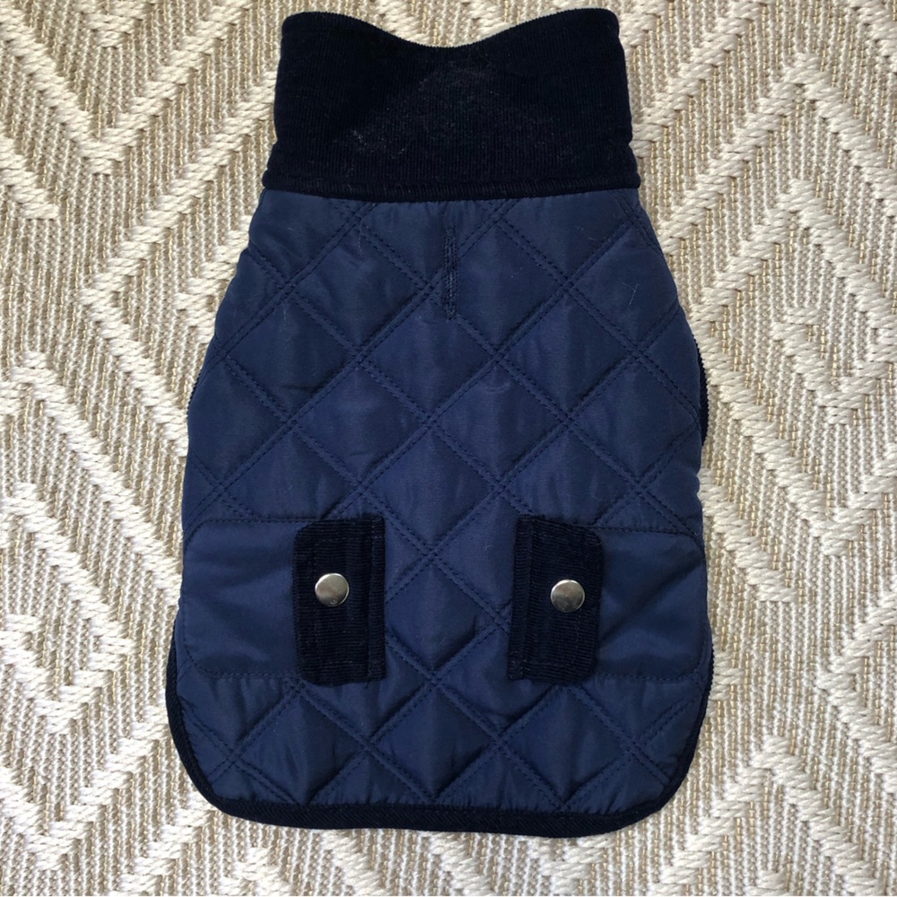 Pup Crew Quilted Dog Coat Navy XS